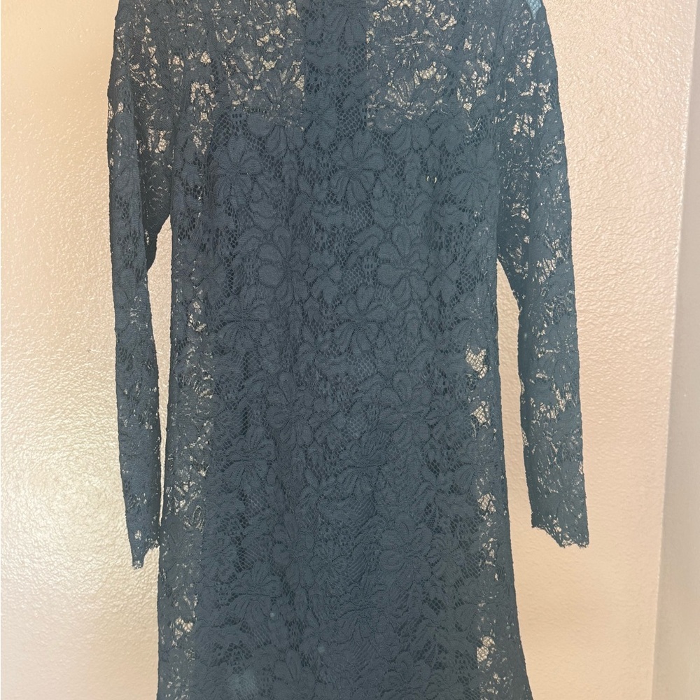 Chic Long Sleeve Lace Dress in black lace
